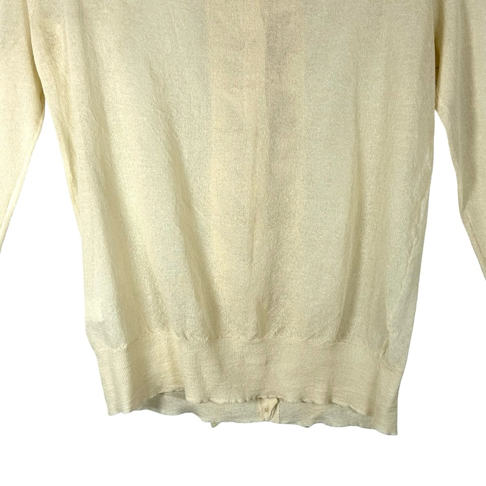 J. Crew NWT Semi-Sheer Ruffle Front Button Up Neck Cardigan Sweater Size Large - Picture 8 of 11